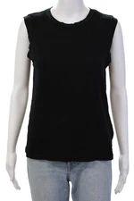 Michael Stars Womens Sleeveless Cropped Tank Top Black Cotton Size Small