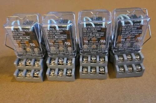 LOT OF 4 - DELTROL CONTROLS Relay Coil 24VDC 166 3PDT 20311-82 IDEC SR38-05