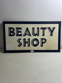 Vintage MARVY BEAUTY SHOP FLANGE SIGN DOUBLE SIDED 17.5" x 9.5" BARBER