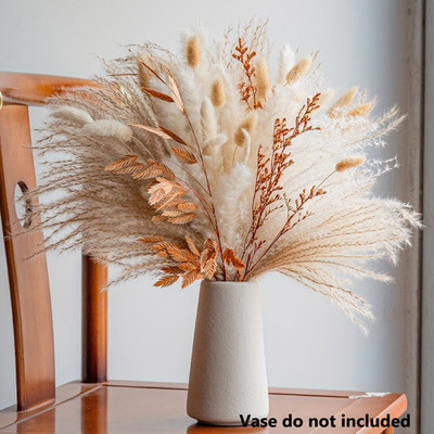 73Pcs 17'' Natural Dried Pampas Grass Real Flowers Home Decor Bouquet Reeds Wheat