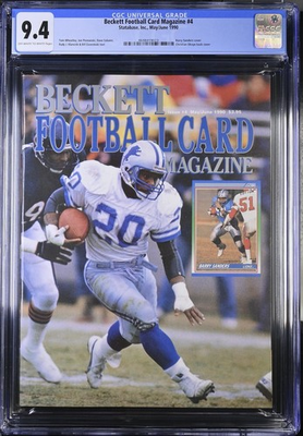 #ad Beckett Football Magazine #4 CGC 9.4 BARRY SANDERS 1990 Detroit Lions NFL $85.00