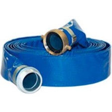 Apache 98138065 3"" x 50' PVC Lay Flat Discharge Hose w/ M x F Aluminum Short