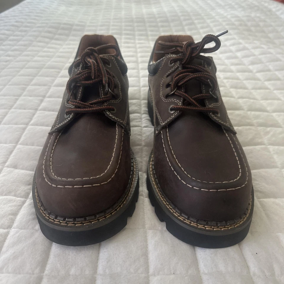 Sapatos masculinos GBX 15 couro marrom Moc Toe Oxford com cadarço sola 321513 - Imagem 4 de 4