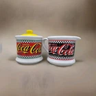 Vintage 1995 Coca Cola Sugar Bowl with Lid and Creamer By Enesco Co. CLEARANCE R