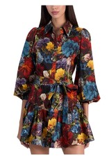 Alice + Olivia Lily Drop Wasn’t Dark Floral Minidress Sz 12 AUTHENTIC NWT