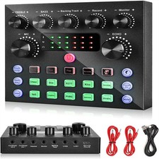 V8S External Sound Card with Blue-tooth for Live Streaming Audio Mixer Broadcast