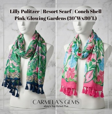 LILLY PULITZER Resort Scarf NWT Navy or Pink  Tropical Tassel Wrap Shawl Gift