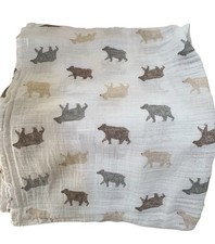 Aden Anais Muslin Baby Blanket 38x41 Bear Print Cotton