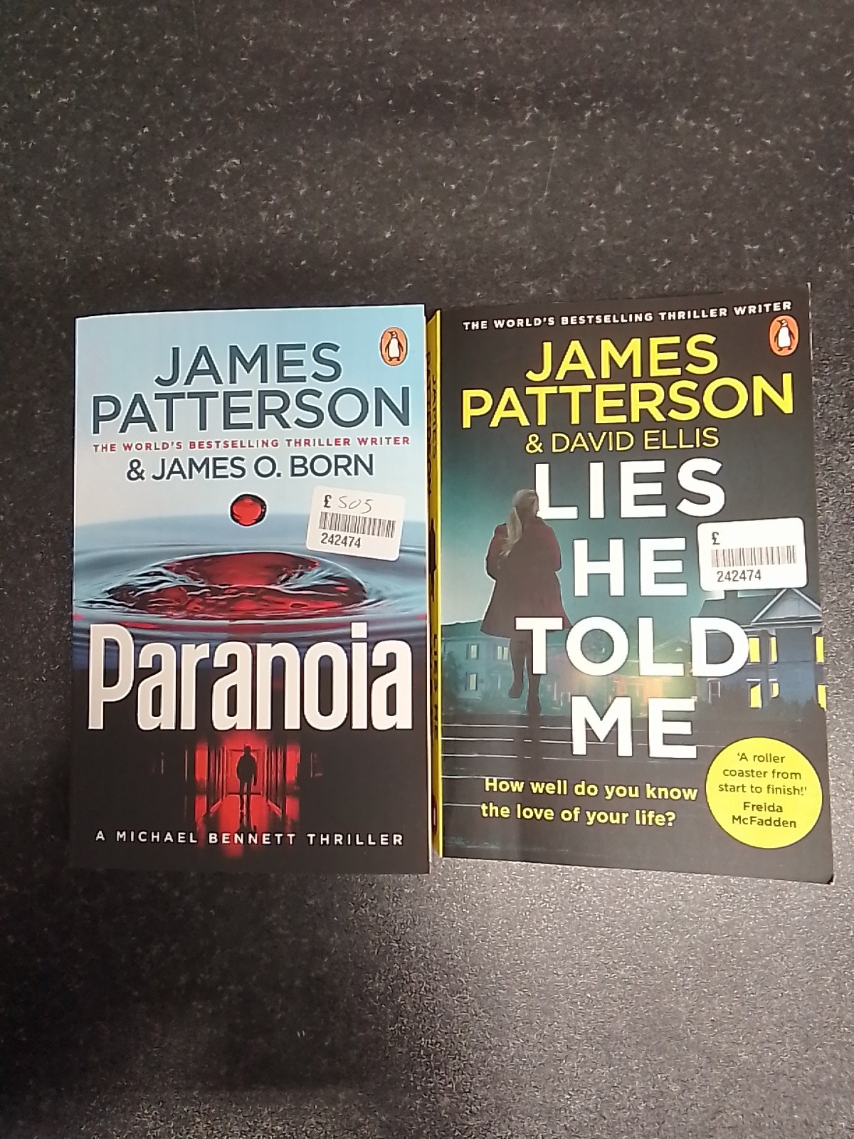 2 x James Patterson Fiction Book Bundle - Paranoia + Lies He Told Me