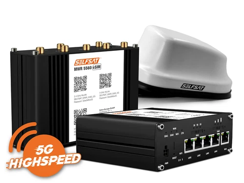 SELFSAT MWR 5560 eSIM 5G Cat 20 Router bis 3,4 Gbps inkl. SELFSAT 5G Ant. weiß