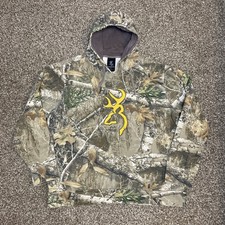 Browning Mens Camo Hoodie Realtree Edge XL Hunting Camouflage Faded Boxy Hooded