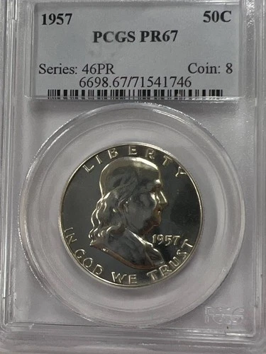 1957 50C Franklin Half Dollar Coin PCGS PR 67 Series 46PR