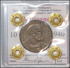 Pius XII 10 Centesimi 1940 UNC\FDC Pope Coin Vatican State Italian City