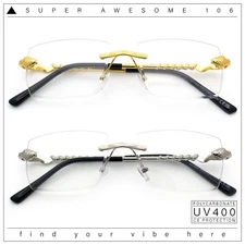 Rimless Serpent Snake Arm Luxury Clear Lens Rectangle Fashion Glasses