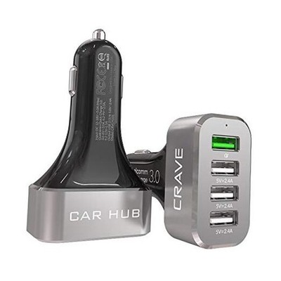  CarHub 54W 4 Port USB Car Charger, Qualcomm Quick Charge 3.0 - Black