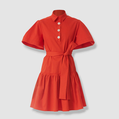 $1390 Carolina Herrera Women's Red Button-Front Self-Tie A-Line Dress Size 8
