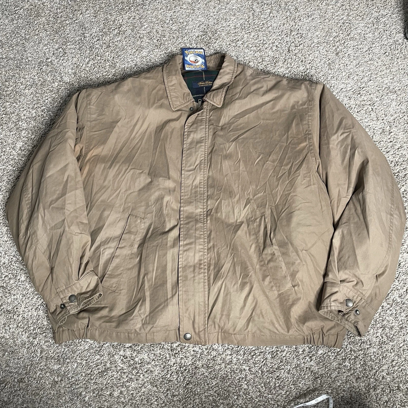 Brooks Brothers Bomber Jacket Mens XL Tan Fleece Lined Removable Harrington Flaw
Opens in a new wind
