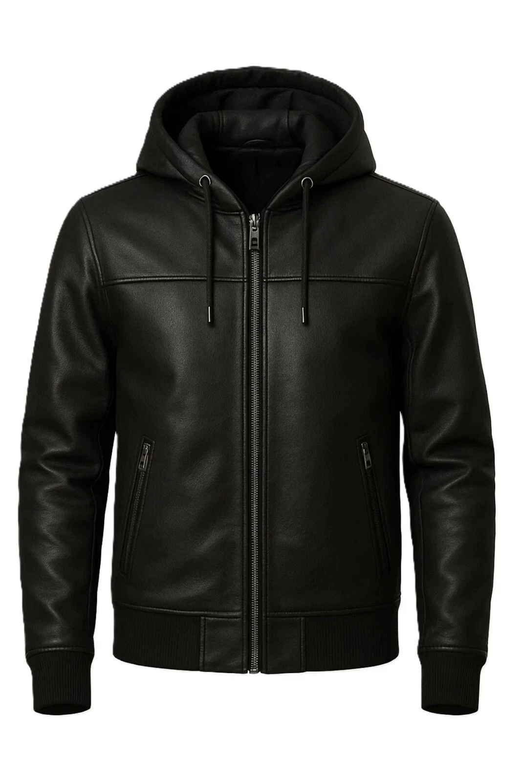 New Men's Black Real Leather Hoodie Genuine Lambskin Leather Bomber Coat Jacket
Opens in a new windo