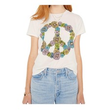 NWT Mother The Lil Goodie Goodie Peace Flowers T-Shirt Women  s Size Large