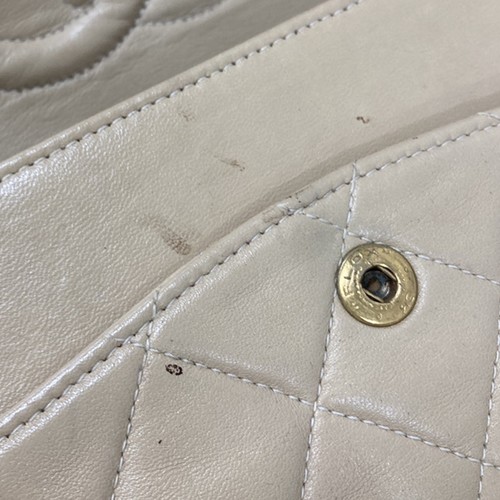 CHANEL Matelasse 25 Double Flap Shoulder Bag Leather Beige Vintage 318RF457 - Picture 21 of 21
