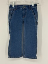 Carhartt Boys Dark Wash Blue Denim Relaxed Fit Straight Leg Jeans Youth Size 4