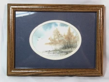 Original Watercolor PAINTING Bay Marsh and Birds Landscape Signed SALLY BIONDI