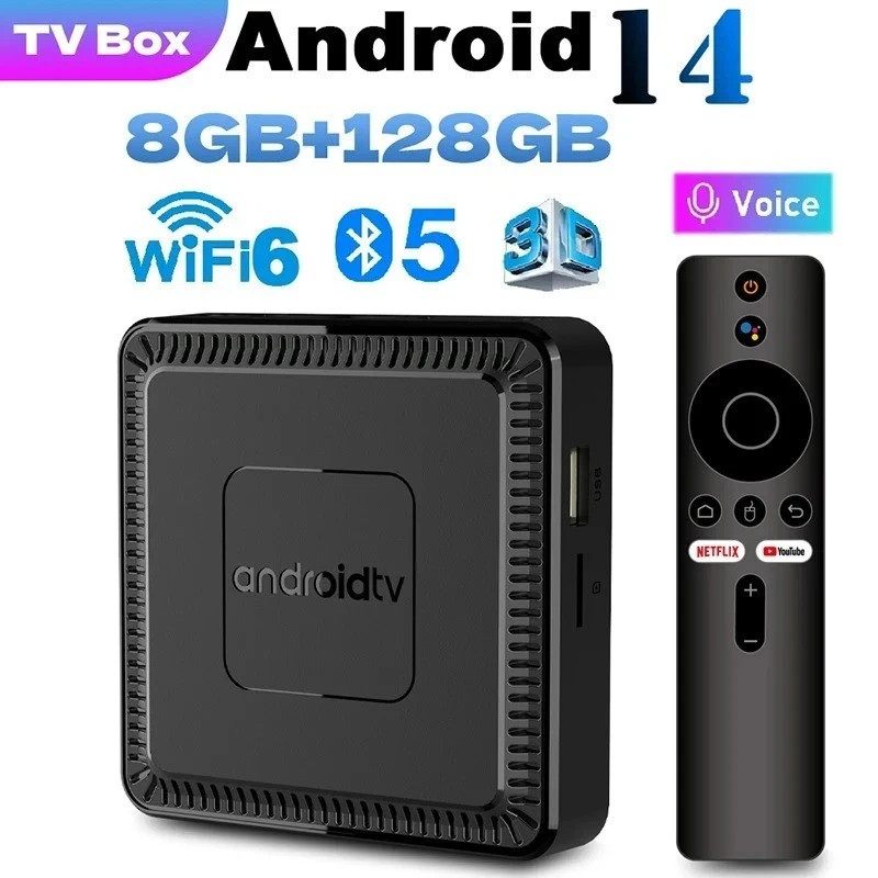 TV Smart Box Media Player Android 14 Q7 8GB 128GB WiFi 6 Bluetooth 5.2 8K Google