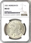 NGC 1921 US Morgan Silver Dollar NGC MS62 Minted in Philadelphia