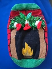 Dog Ugly Christmas Sweater Fireplace Stockings Bells Medium