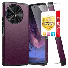 TCL 50/60 XL 5G Case with Screen Protector, Magnetic Shockproof Cover, Purple