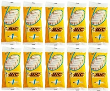 Bic Disposable Razor Shavers Normal Single Blade 5-Count, Pack of 10 (50 Razors)