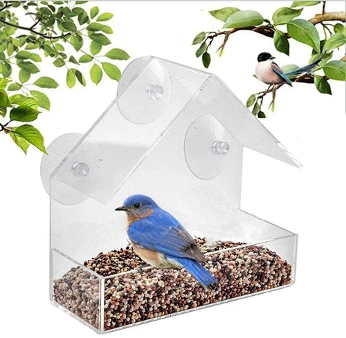 Clear Window Bird Feeder with Strong Suction Cups Wild Bird Feeder Bird Watching - Picture 2 of 15
