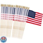 24 Pcs 8x12 Inch American Flag Handheld Mini Stick Flags with Kid-Safe Spear