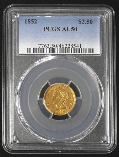 1852 AU-50 PCGS $2.50 Indian Head Gold Quarter Eagle - SEE PICTURES