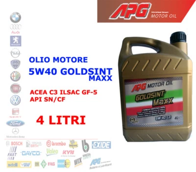 OLIO MOTORE AUTO BENZINA DIESEL 4 LT 5W40 APG GOLDSINT MAXX ACEA C3 ILSAC GF-5