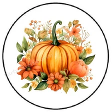 AUTUMN PUMPKIN FLOWERS ENVELOPE SEALS LABELS STICKERS PARTY FAVORS