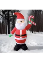 8ft Winter Wonder Lane Inflatable Santa with Candy Cane Outdoor Large New