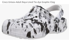 Crocs Baya Lined Clogs Black/White Faux Fur Fuzzy Size Women  s 7 Men  s 5 NEW