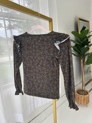 Girls Paint By Numbers Brown Ruffle Star Top, Size 10 - Picture 7 of 8