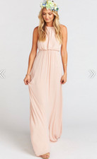 Show Me Your  Mumu  Amanda Open Back Maxi Gown Dress Dusty Blush Crisp  L $184