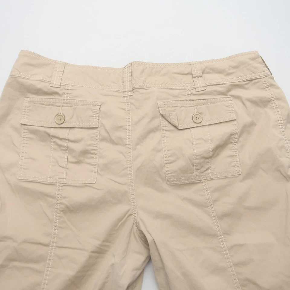 Модный жук женщин грузовой капри брюки размер 24 Вт бежевый хлопок эластичной свернуть вверх - Изображение 4 из 4