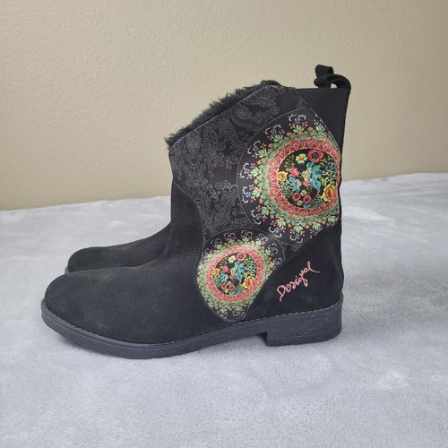 Desigual Women's Boots Winter Black Boho Size 40 US 9 Artsy