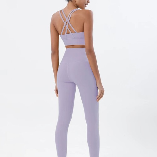 Conjunto de chándal de nailon yoga para mujer gimnasio fitness mujer 2 piezas leggings sujetador deportivo - Imagen 15 de 57