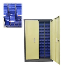 Metal Parts Cabinet Hardware Accessories Storage 48 Medium Drawers with Door