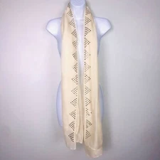 Ganz Womens Scarf Oversized Beige Silver Studded Lightweight Multifunctional New