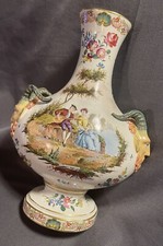 Antique Veuve Perrin French Faience Bough Pot Vase w/ Devil Pan Head 