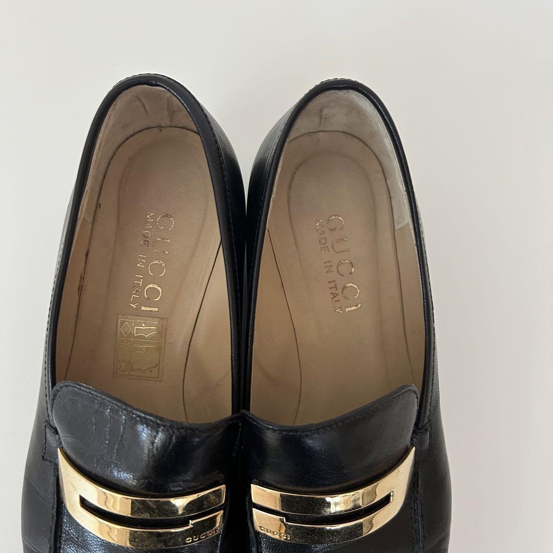 Women 6.5US Gucci G Mark Logo Metal Fittings Loafers Black Women 6.5US Gucci G Mark Logo Metal Fittings Loafers Black