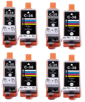 8 Pack PGI-35 BK CLI-36 C Ink Cartridges Set for Canon Pixma iP100 iP110 TR150