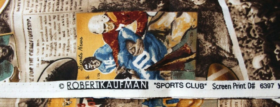 Robert Kaufman SPORTS CLUB Juego de Fútbol Aspecto Vintage Tela 2.5 Yardas Foto 3 de 3