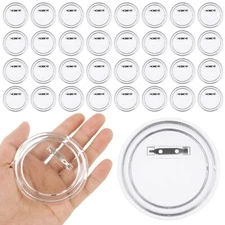 100 Pcs Clear Button Pins for Craft 3 Inch Blank Acrylic Photo Buttons for Pi...